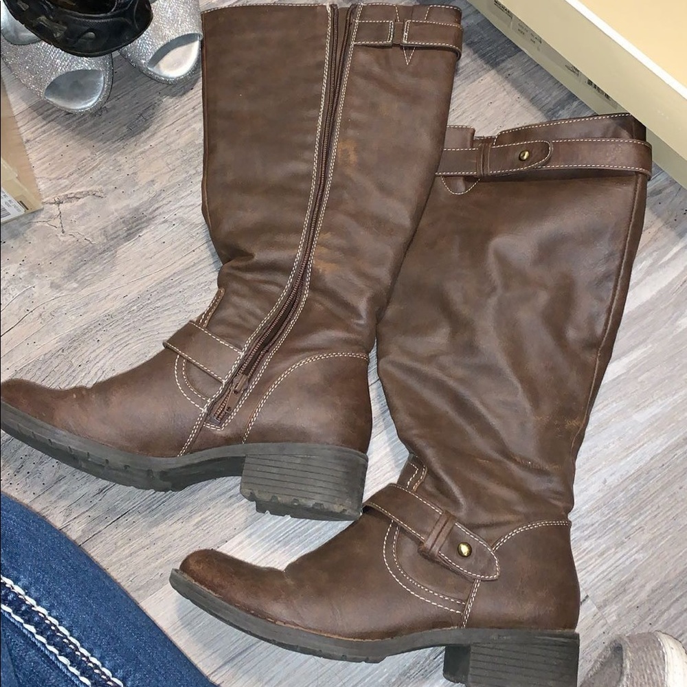 Brown riding boots